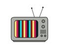 Vector icon of obsolete retro old vintage TV or television with no signal Ã¢â¬â striped noise screen. Royalty Free Stock Photo