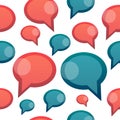 Vector seamless pattern background with isolated red and blue speech bubbles Royalty Free Stock Photo