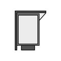 Vector gray line simple icon of of a street citylight light box at a bus stop Royalty Free Stock Photo