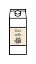 Icon of oat milk or beverage. Plant based non dairy vegan alternative. Carton box with screw cap and with label with oatmeal. Royalty Free Stock Photo