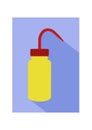 Vector flat icon of plastic laboratory yellow wash bottle for chemistry and science lab. Royalty Free Stock Photo