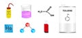 Vector chemistry illustrated set. Icons suitable for science and research or for the education of school children. Royalty Free Stock Photo