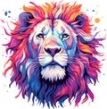 Vibrant watercolor painting abstract art of vivid Lion, isolated on white background - vector