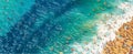 Aerial view at the beach. Turquoise water background from top view. Summer seascape from air Royalty Free Stock Photo