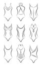 Vector set of different fashionable womenÃ¢â¬â¢s swimsuits 