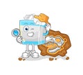 Tissue box archaeologists with fossils mascot. cartoon vector