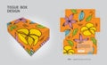 Tissue box Design summer flowers background, Box Mock up, 3d box, Product design, Packaging design vector template, package box Royalty Free Stock Photo