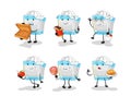 Tissue box food set character. cartoon mascot vector