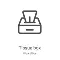 tissue box icon vector from work office collection. Thin line tissue box outline icon vector illustration. Linear symbol for use Royalty Free Stock Photo