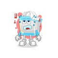 Tissue box low battery mascot. cartoon vector Royalty Free Stock Photo