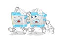 Tissue box play chase cartoon. cartoon mascot vector Royalty Free Stock Photo