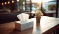 Tissue Box on Restaurant Table in Soft Indoor Lighting Royalty Free Stock Photo