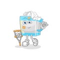 Tissue box sick with limping stick. cartoon mascot vector