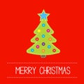Tissue Christmas tree with buttons and star. Card. Royalty Free Stock Photo