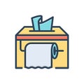 Color illustration icon for Tissue, wet wipes and soft