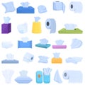 Tissue icons set, cartoon style