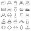 Tissue icons set outline vector. Silk cloth