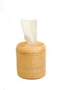 Tissue paper box made by bamboo wicker Royalty Free Stock Photo