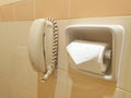 Tissue and phone in the toilet hotel