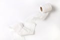 Tissue or toilet paper on white background