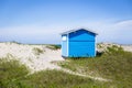 Blue Beach Hut at Tisvilde Beach, Denmark Royalty Free Stock Photo