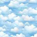 Ai rendered seamless repeat pattern of a blue sky with clouds.