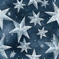 AI rendered seamless repeat pattern with pointed stars. Blue.