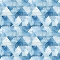 Ai rendered seamless repeat pattern with abstract indigo triangles