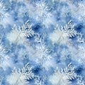 Ai rendered seamless repeat blue pattern with white twigs
