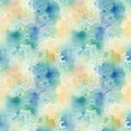 Ai rendered seamless repeat pattern with blots of greens, blues and cream.