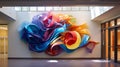 AI rendered colourful modern art installation in rainbow colours