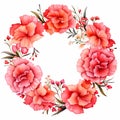 Ai rendered round floral wreath. Red peonies.