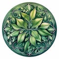 AI rendered round design of a green leafy decoration