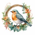 AI rendered round illustration with a robin