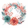 Ai rendered round floral wreath in pastel colours