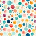 Ai rendered seamless repeat watercolour pattern with colourful dots