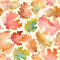 Ai rendered seamless repeat pattern of abstract oak leaves. Autumn.