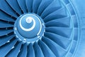 Titan blades of jet plane engine, blue light