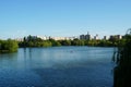 Titan park and lake in Bucharest in spring