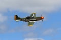 A Titan T-51 aircraft, a scale replica of the P-51 Mustang, in the air