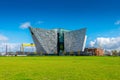 Titanic Belfast with Goliath and Samson Cranes on the background, Northern Ireland Royalty Free Stock Photo