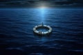 Titanic life buoy floating in the ocean at moonlight illustration generative ai Royalty Free Stock Photo