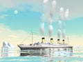 Titanic ship cruise - 3D render Royalty Free Stock Photo