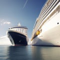 titanic ship next to modern cruise ship Royalty Free Stock Photo