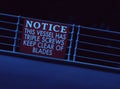 Titanic Sinking Stern Railing Notice sign