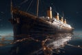 titanic wreck in the bottom of atlantic ocean illustration generative ai Royalty Free Stock Photo