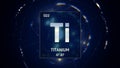 Titanium as Element 22 of the Periodic Table 3D illustration on blue background