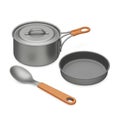 Titanium Camping Cookware Set with Orange Handles Royalty Free Stock Photo