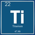 Titanium chemical element, blue square symbol
