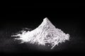 Titanium dioxide TiO2 powder for cosmetics, isolated black background Royalty Free Stock Photo